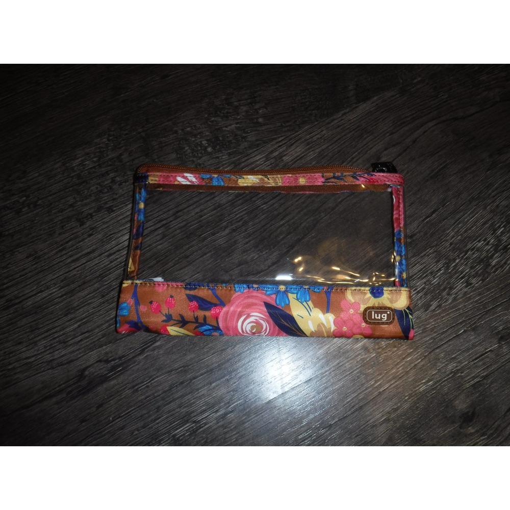 Lug Clear Floral Makeup Cosmetic Travel Pouch Bag Zipper Closure - Picture 7 of 7